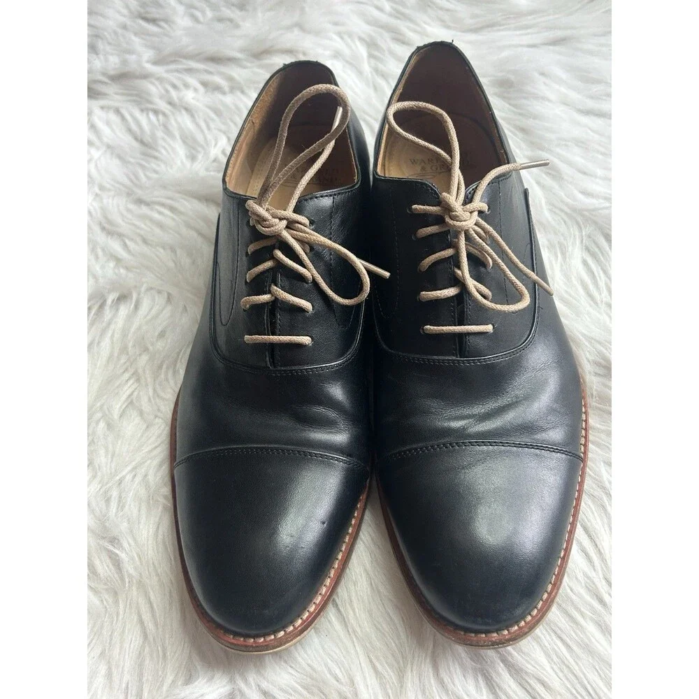 Warfield & Grand Fremont Cap Toe Oxford Shoes Mens Size 10.5 Black Leather Dress